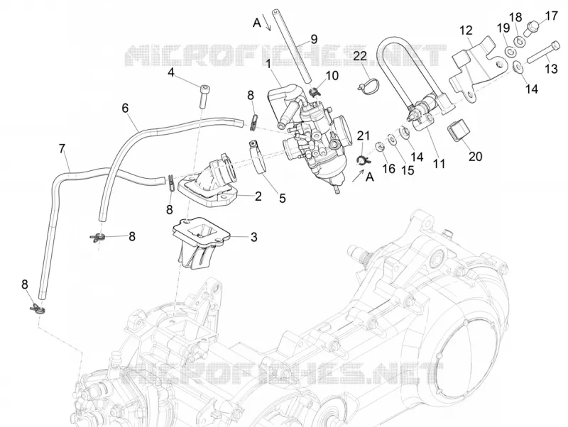 Carburettor, assembly - Union pipe