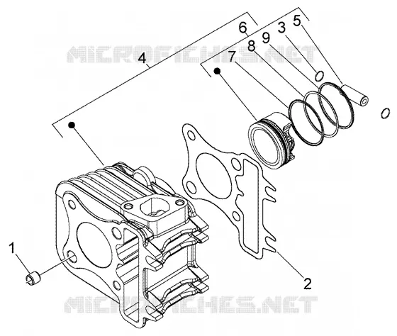 Cylinder-piston-wrist pin, assy