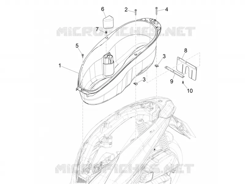 Logement casque - Dessous de selle