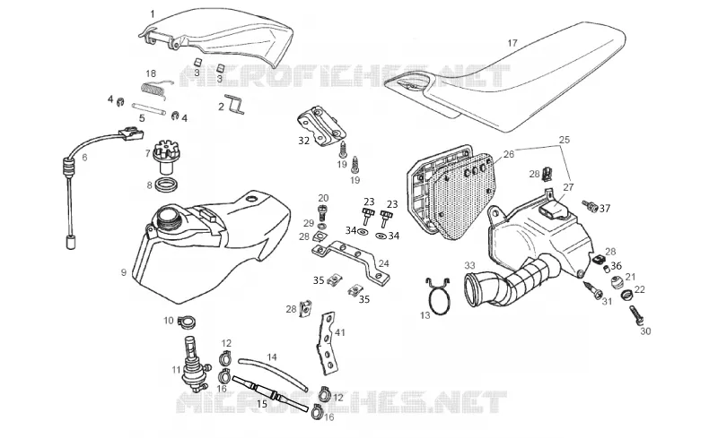 Réservoir - Corps filtre - Selle