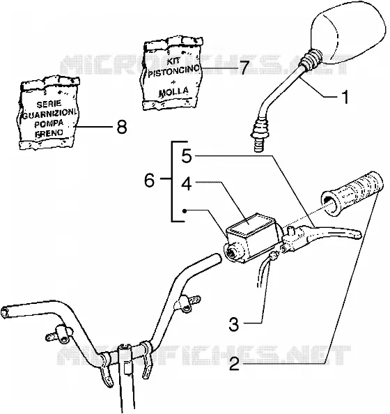 Handlebars component parts (Vehicle with rear hub brake)