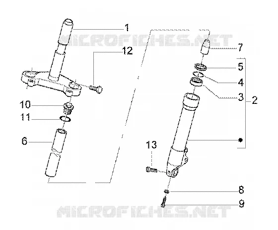 Mvp front fork component parts