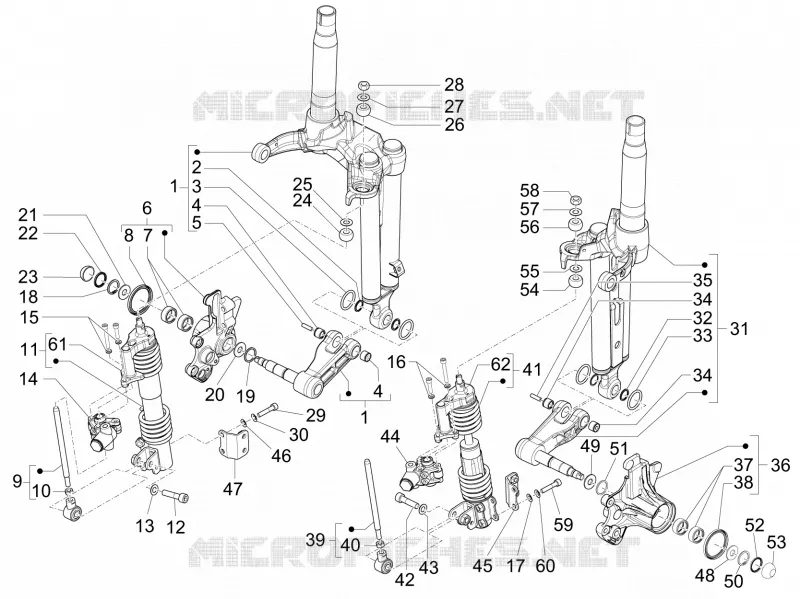 Composants de la fourche (Mingxing)