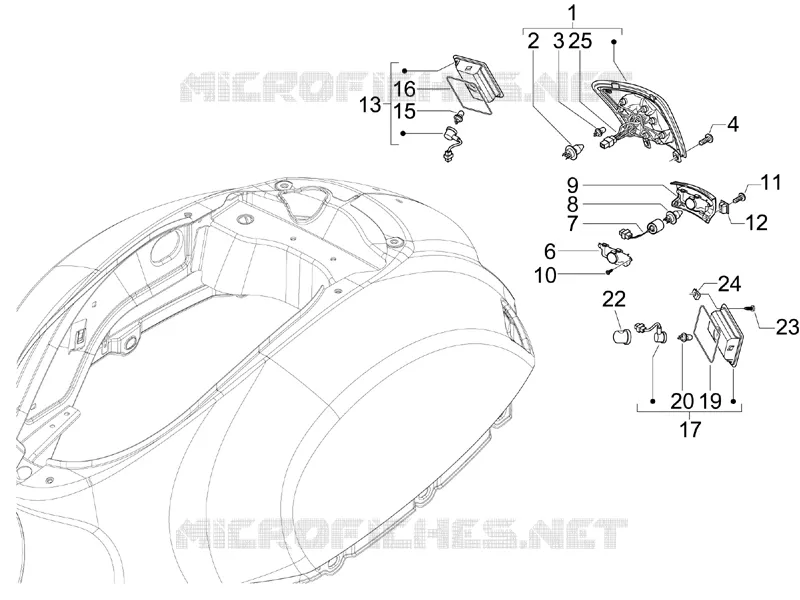 Eclairages arrière - Clignotants VESPA VESPA-SCOOTER 125 GRANTURISMO 2005  Granturismo L Potenziato
