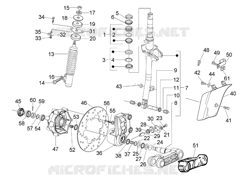 Fourche/tube direction - Ensemble butée dir. VESPA VESPA-SCOOTER 125 GRANTURISMO 2005  Granturismo L Potenziato
