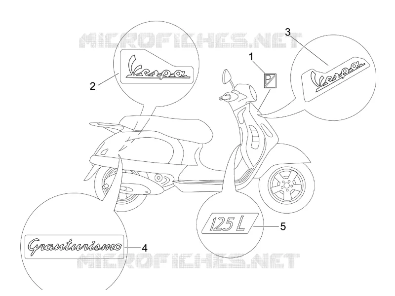 Monogrammes - Decorations VESPA VESPA-SCOOTER 125 GRANTURISMO 2005  Granturismo L Potenziato