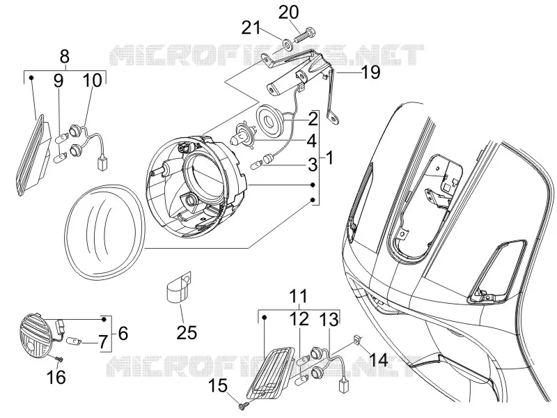 Eclairages avant - Clignotants VESPA VESPA-SCOOTER 125 GTV 2006  GTV 4T E3