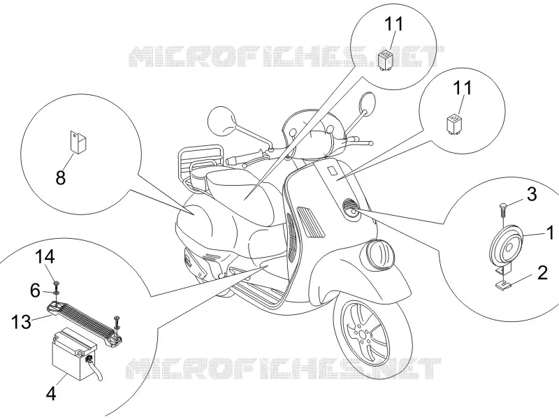Relais - Batterie - Avertisseur sonore VESPA VESPA-SCOOTER 125 GTV 2006  GTV 4T E3