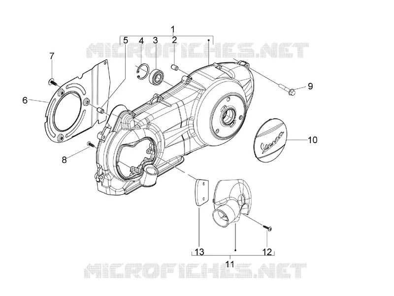 Couvercle carter - Refoidissement carter VESPA VESPA-SCOOTER 200 GRANTURISMO 2005  Granturismo L