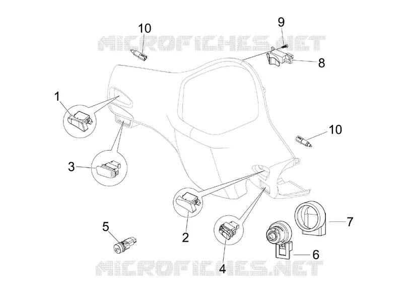 Inverseurs - Commutateurs - Boutons - Interrupteurs VESPA VESPA-SCOOTER 200 GRANTURISMO 2005  Granturismo L