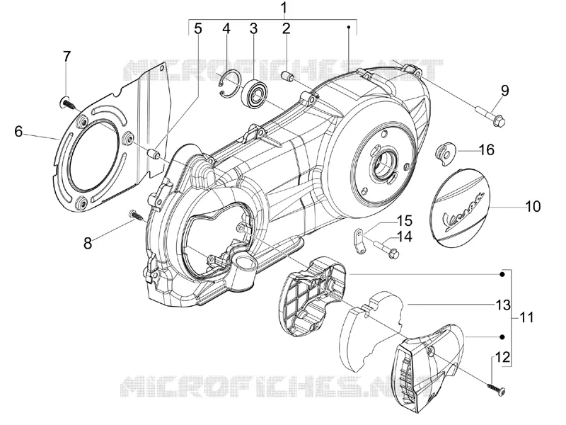 Couvercle carter - Refoidissement carter VESPA VESPA-SCOOTER 200 GRANTURISMO 2007  Granturismo L