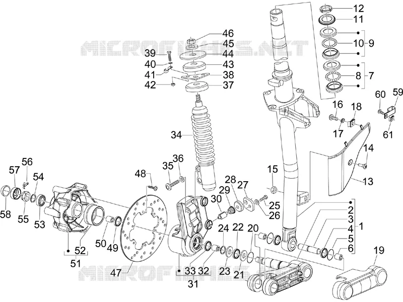 Fourche/tube direction - Ensemble butée dir. VESPA VESPA-SCOOTER 200 GRANTURISMO 2008  Granturismo L