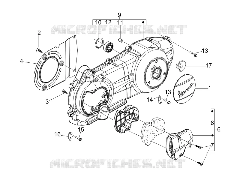 Couvercle carter - Refoidissement carter VESPA VESPA-SCOOTER 250 GT 2007  GT ie 60° E3