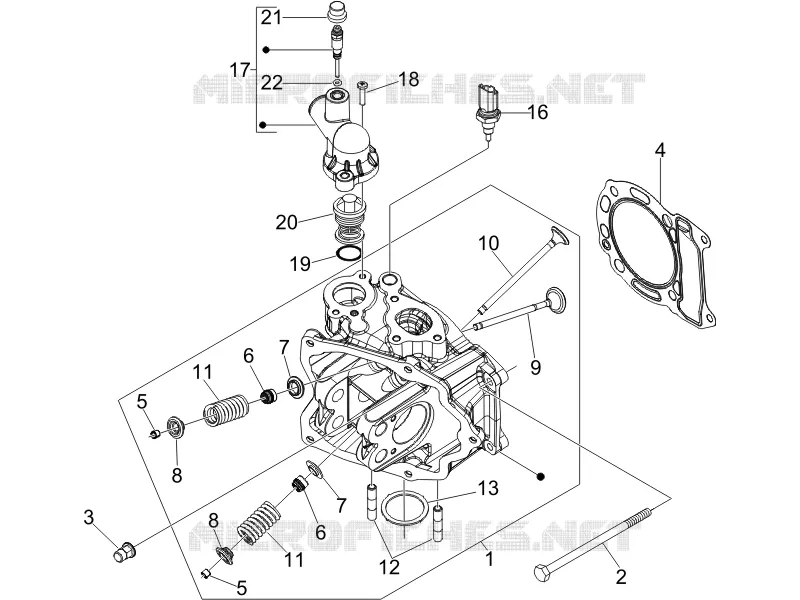 Ensemble culasse - Soupape VESPA VESPA-SCOOTER 250 GT 2007  GT ie 60° E3