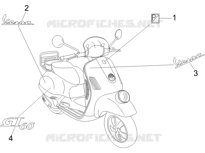 Monogrammes - Decorations VESPA VESPA-SCOOTER 250 GT 2007  GT ie 60° E3