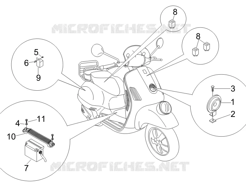 Relais - Batterie - Avertisseur sonore VESPA VESPA-SCOOTER 250 GT 2006  GT ie 60° E3