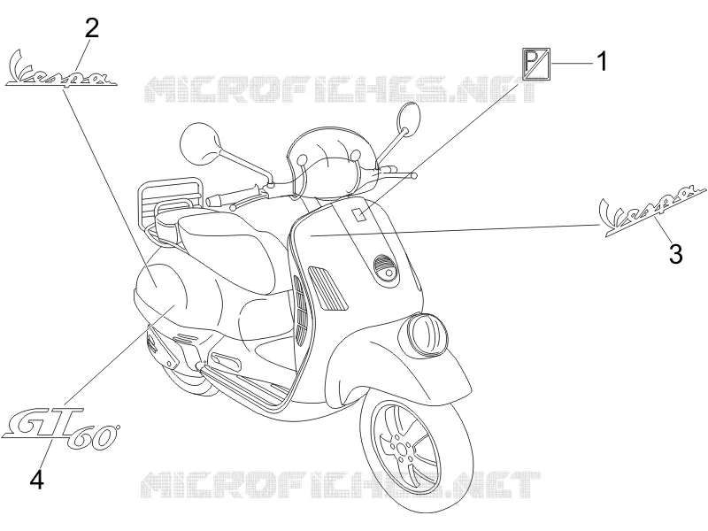 Monogrammes - Decorations VESPA VESPA-SCOOTER 250 GT 2006  GT ie 60° E3