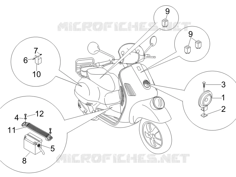 Relais - Batterie - Avertisseur sonore VESPA VESPA-SCOOTER 250 GT 2006  GT ie 60° E3