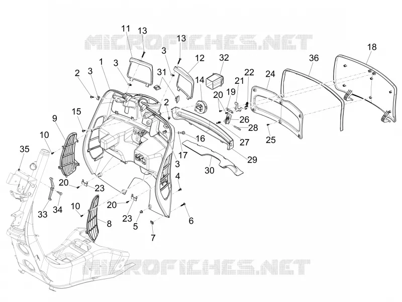 Coffre avant - Contre-tablier VESPA VESPA-SCOOTER 125 GTS 2014  GTS 4T 3V ie Super