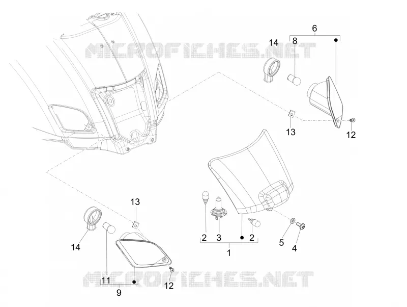 Eclairages arrière - Clignotants VESPA VESPA-SCOOTER 125 GTS 2014  GTS 4T 3V ie Super