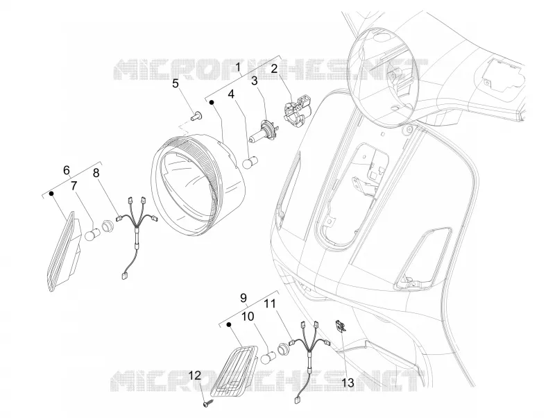 Eclairages avant - Clignotants VESPA VESPA-SCOOTER 125 GTS 2015  GTS 4T 3V ie Super
