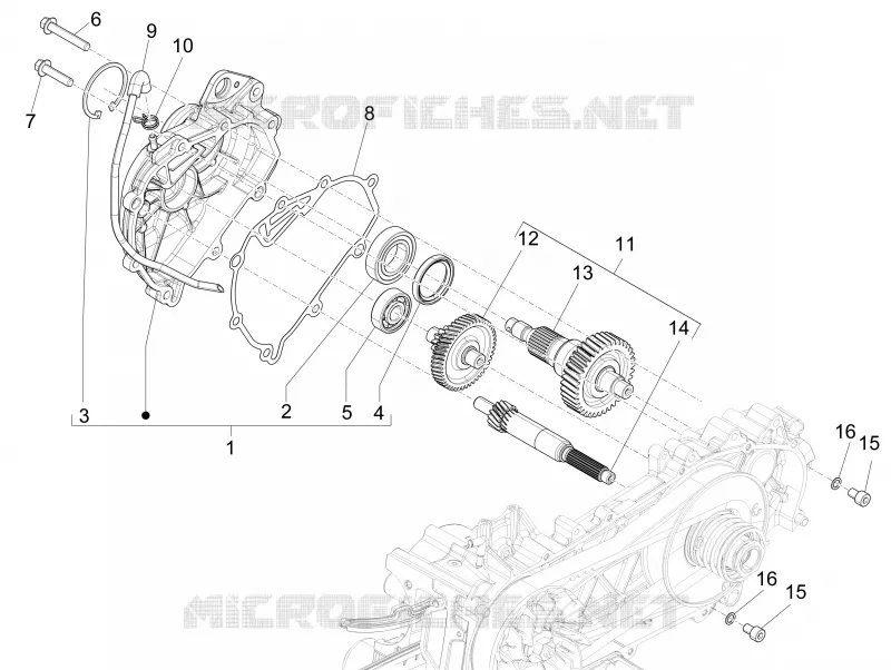 Ensemble réducteur VESPA VESPA-SCOOTER 125 GTS 2016  GTS 4T 3V ie Super
