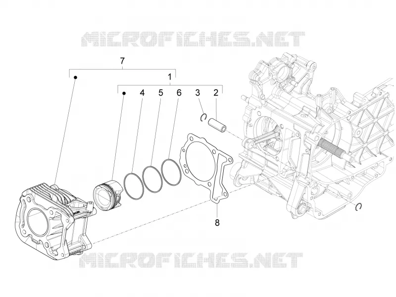 Groupe cylindre-piston-axe VESPA VESPA-SCOOTER 125 GTS 2016  GTS 4T 3V ie Super