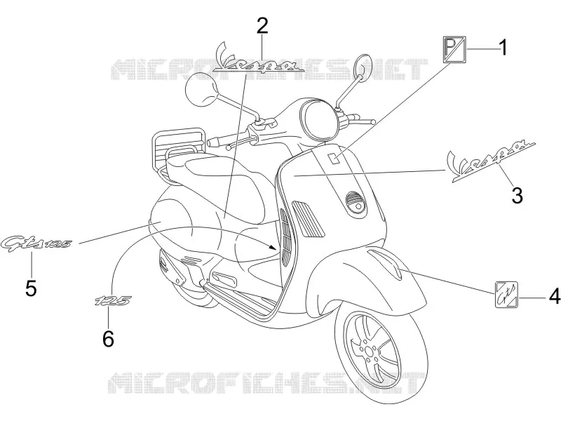 Monogrammes - Decorations VESPA VESPA-SCOOTER 125 GTS 2007  GTS 4T E3