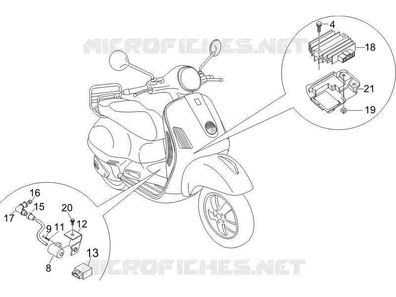 Régulateurs de tension - Centrales electroniques - Bobine H.T. VESPA VESPA-SCOOTER 125 GTS 2007  GTS 4T E3