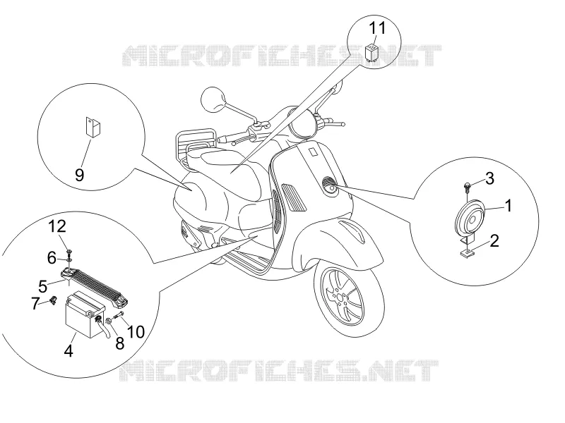 Relais - Batterie - Avertisseur sonore VESPA VESPA-SCOOTER 125 GTS 2009  GTS 4T E3