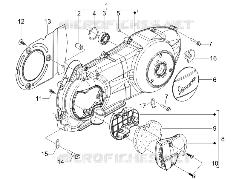 Couvercle carter - Refoidissement carter VESPA VESPA-SCOOTER 125 GTS 2009  GTS 4T E3