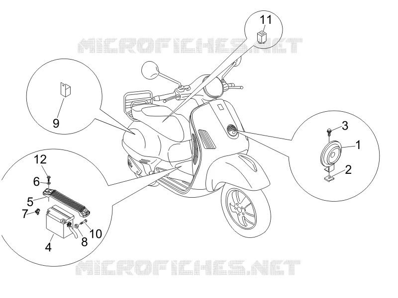 Relais - Batterie - Avertisseur sonore VESPA VESPA-SCOOTER 125 GTS 2012  GTS 4T E3