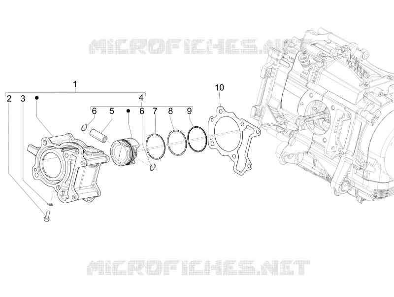 Groupe cylindre-piston-axe VESPA VESPA-SCOOTER 125 GTS 2017  GTS 4T E4 ABS