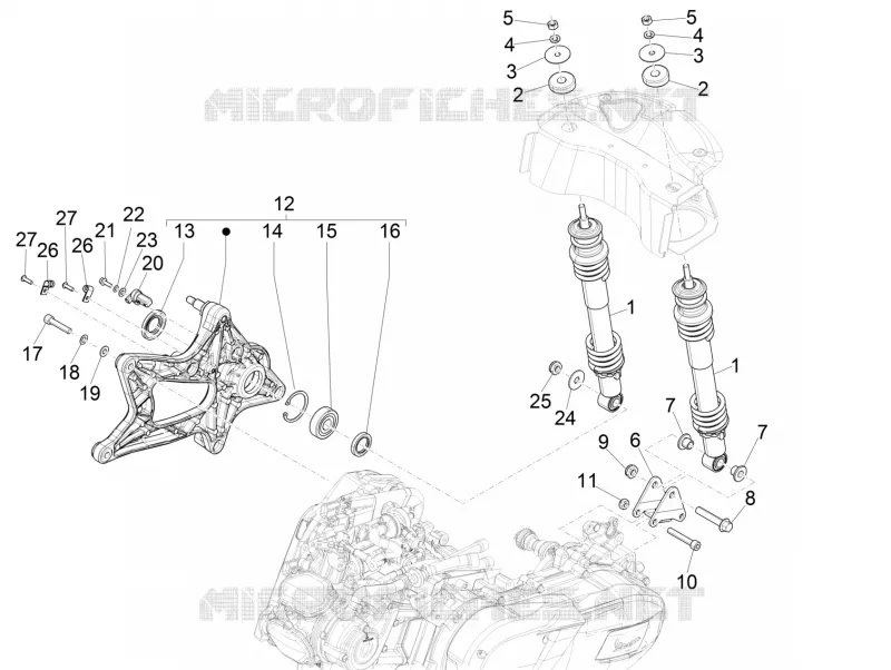 Suspension arrière - Amortisseur/s VESPA VESPA-SCOOTER 125 GTS 2016  GTS 4T E4 ABS