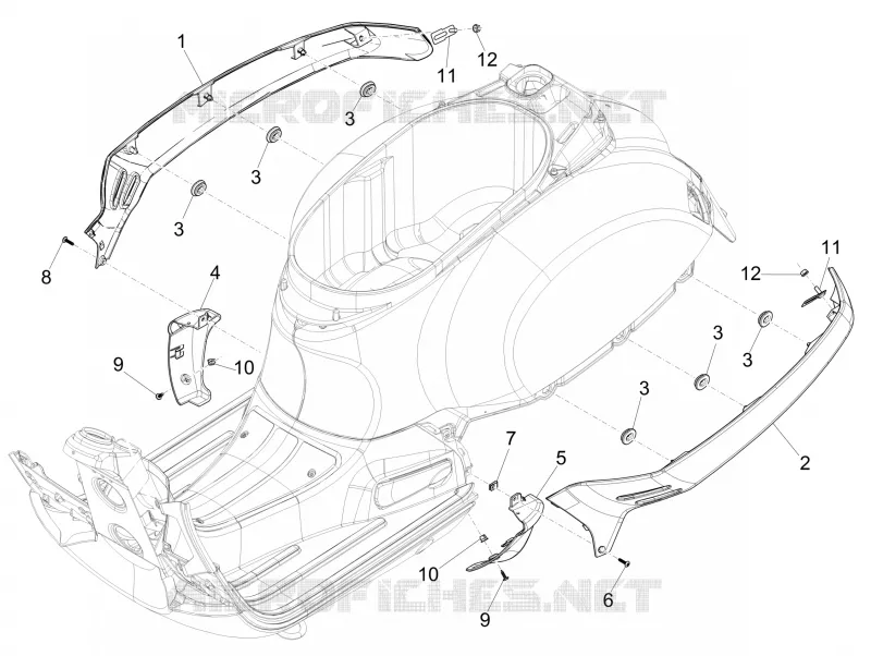 Couvertures laterales - Spoiler VESPA VESPA-SCOOTER 125 GTS 2016  GTS 4T ie Super E3