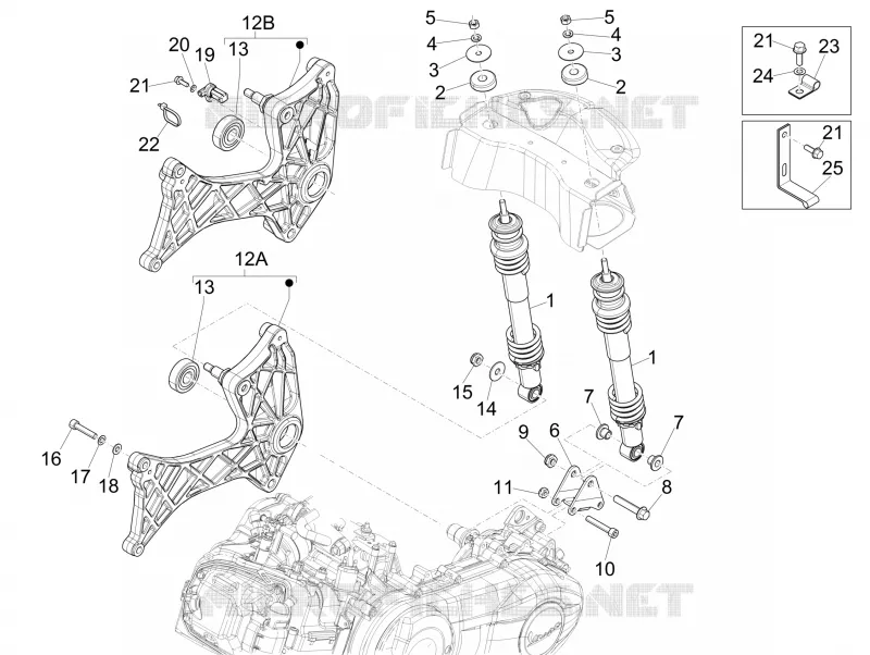 Suspension arrière - Amortisseur/s VESPA VESPA-SCOOTER 125 GTS 2012  GTS 4T ie Super E3