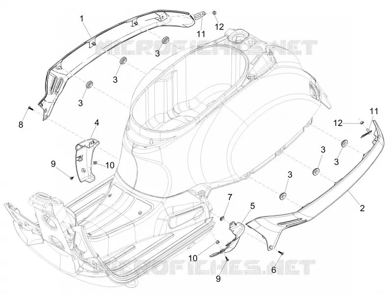 Couvertures laterales - Spoiler VESPA VESPA-SCOOTER 150 GTS 2017  GTS Super ie 4T 3V