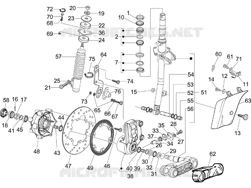 Fourche/tube direction - Ensemble butée dir. VESPA VESPA-SCOOTER 250 GTS 2009  GTS ABS
