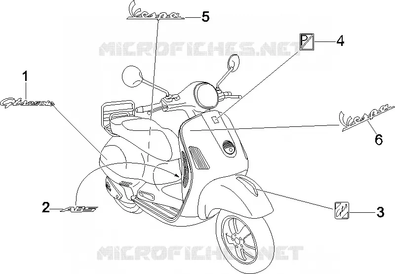 Monogrammes - Decorations VESPA VESPA-SCOOTER 250 GTS 2005  GTS ABS
