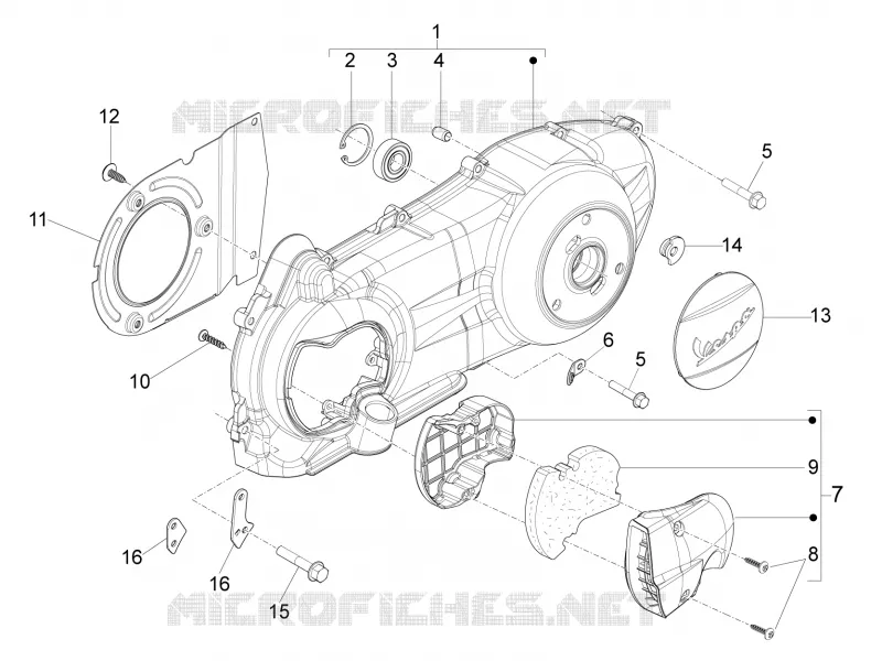 Couvercle carter - Refoidissement carter VESPA VESPA-SCOOTER 250 GTS 2006  GTS ABS