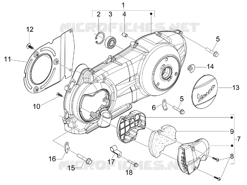 Couvercle carter - Refoidissement carter VESPA VESPA-SCOOTER 250 GTS 2013  GTS ie
