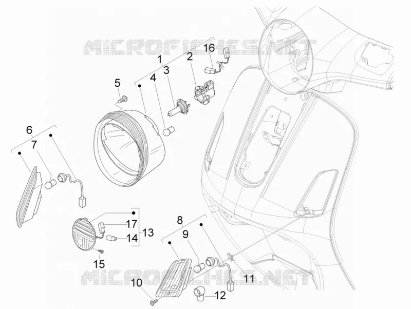 Eclairages avant - Clignotants VESPA VESPA-SCOOTER 250 GTS 2012  GTS ie