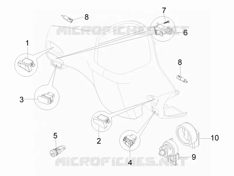 Inverseurs - Commutateurs - Boutons - Interrupteurs VESPA VESPA-SCOOTER 250 GTS 2013  GTS ie