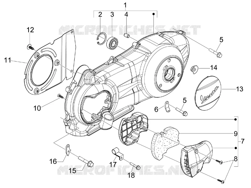 Couvercle carter - Refoidissement carter VESPA VESPA-SCOOTER 300 GTS 2013  GTS ie