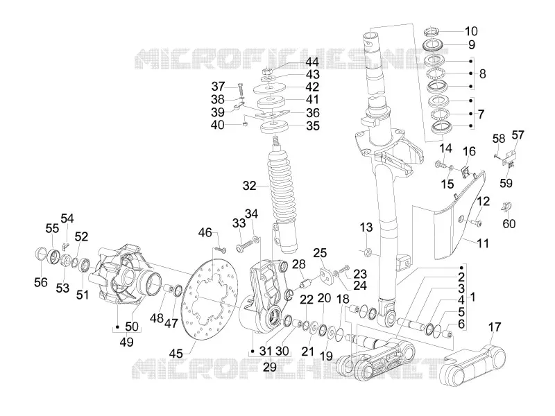 Fourche/tube direction - Ensemble butée dir. VESPA VESPA-SCOOTER 300 GTS 2013  GTS ie