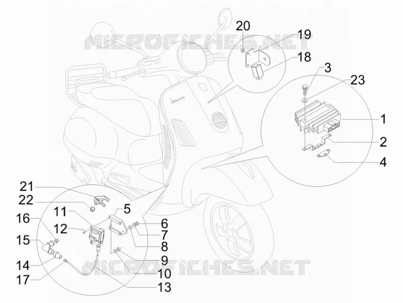 Régulateurs de tension - Centrales electroniques - Bobine H.T. VESPA VESPA-SCOOTER 300 GTS 2009  GTS ie