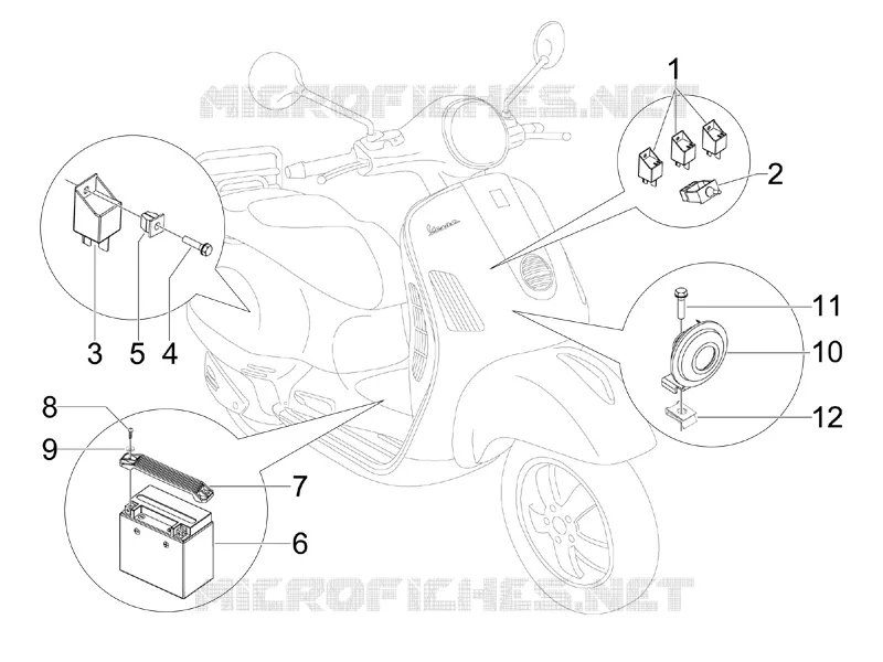 Relais - Batterie - Avertisseur sonore VESPA VESPA-SCOOTER 300 GTS 2011  GTS ie