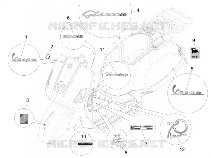 Monogrammes - Decorations VESPA VESPA-SCOOTER 300 GTS 2016  GTS ie