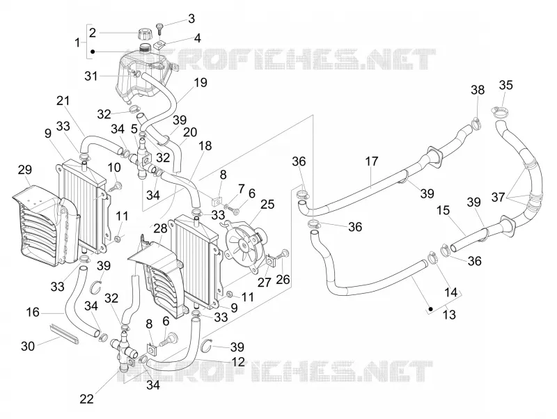 Instalation de refoidissement VESPA VESPA-SCOOTER 300 GTS 2016  GTS ie ABS