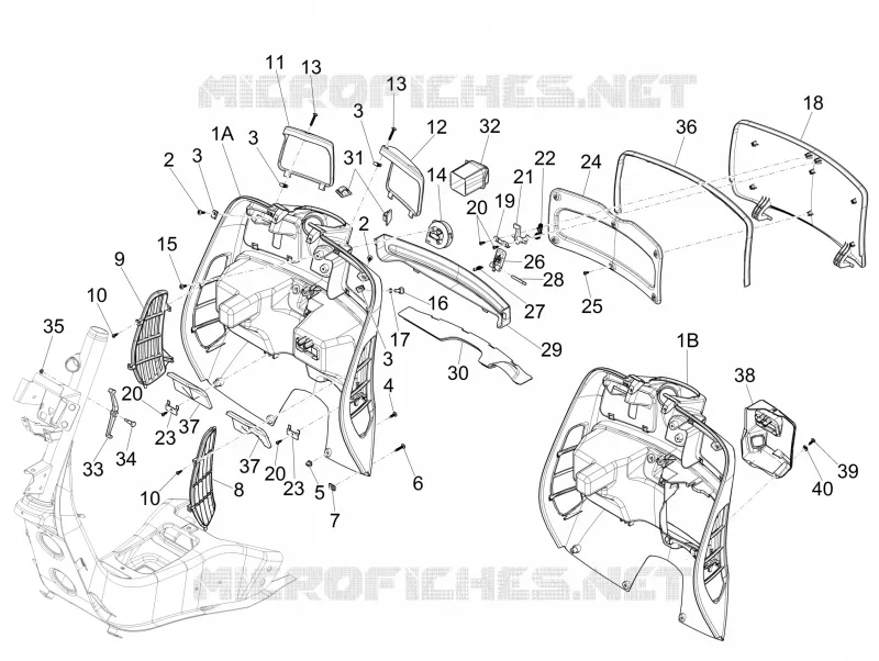 Coffre avant - Contre-tablier VESPA VESPA-SCOOTER 300 GTS 2010  GTS ie Super